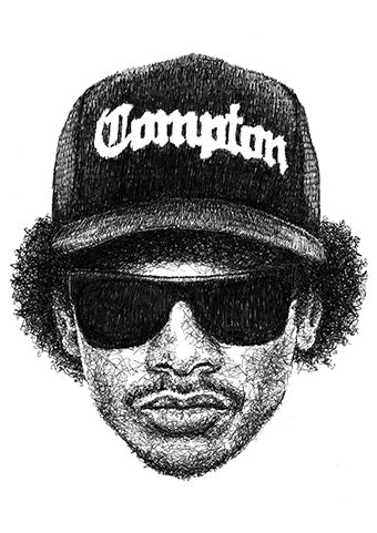 Eazy E Portrait im Scribble-Stil der Künstlerin Marilena Hamm alias Scribblezone