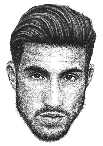 Emre Can Portrait der Künstlerin Marilena Hamm alias Scribblezone im Scribble-Stil gezeichnet.