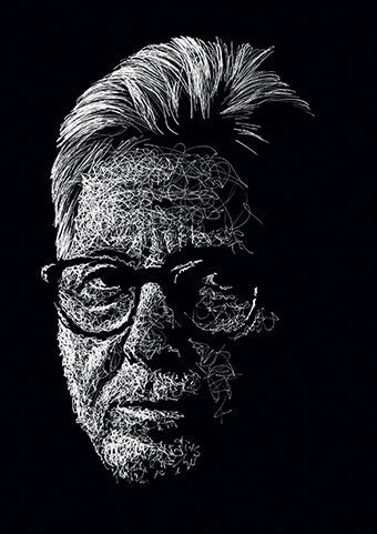 Eric Clapton Portrait im Scribble-Stil der Künstlerin Marilena Hamm alias Scribblezone