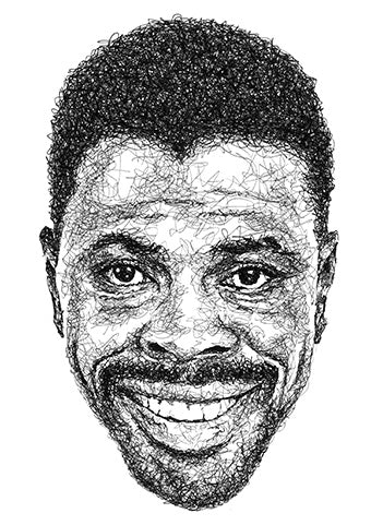Patrick Ewing Portrait der Künstlerin Marilena Hamm alias Scribblezone im Scribble-Stil gezeichnet.