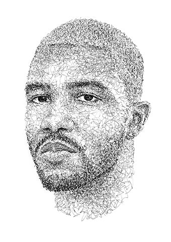 Frank Ocean Portrait der Künstlerin Marilena Hamm alias Scribblezone im Scribble-Stil gezeichnet.