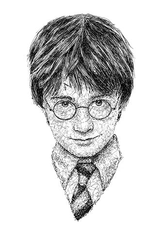Harry Potter Portrait der Künstlerin Marilena Hamm alias Scribblezone im Scribble-Stil gezeichnet.