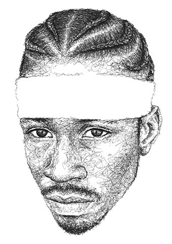 Allen Iverson Portrait der Künstlerin Marilena Hamm alias Scribblezone im Scribble-Stil gezeichnet.