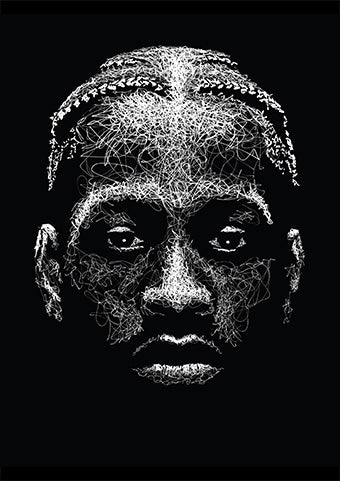 Portrait von Allen Iverson im Scribble-Stil der Künstlerin Marilena Hamm alias Scribblezone