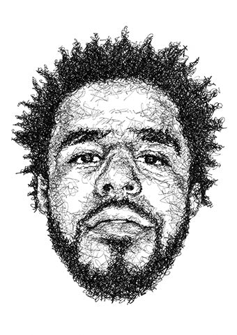 J. Cole Portrait im Scribble-Stil der Künstlerin Marilena Hamm alias Scribblezone