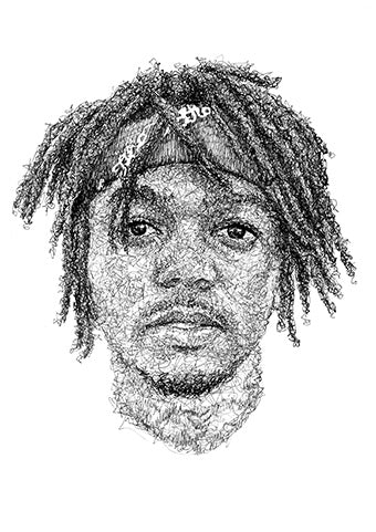 JID Portrait im Scribble-Stil der Künstlerin Marilena Hamm alias Scribblezone