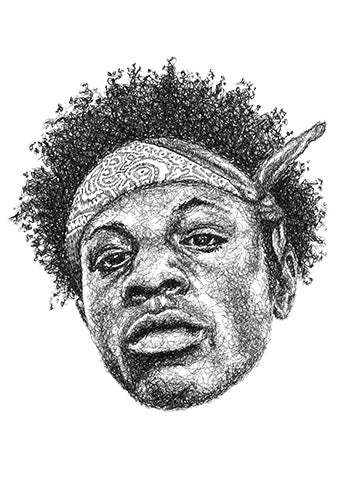 Joey Badass Portrait der Künstlerin Marilena Hamm alias Scribblezone im Scribble-Stil gezeichnet.