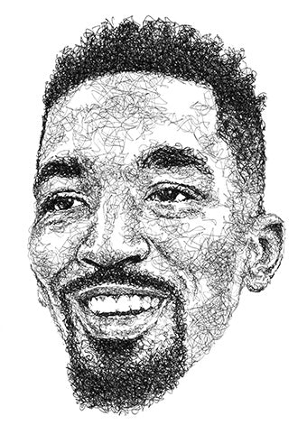 JR Smith Portrait der Künstlerin Marilena Hamm alias Scribblezone im Scribble-Stil gezeichnet.