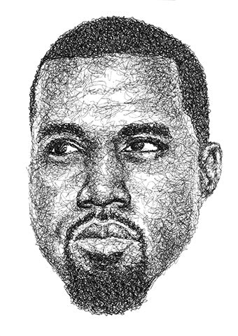Kanye Portrait im Scribble-Stil der Künstlerin Marilena Hamm alias Scribblezone