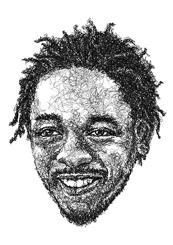 Kendrick Lamar Portrait im Scribble-Stil der Künstlerin Marilena Hamm alias Scribblezone