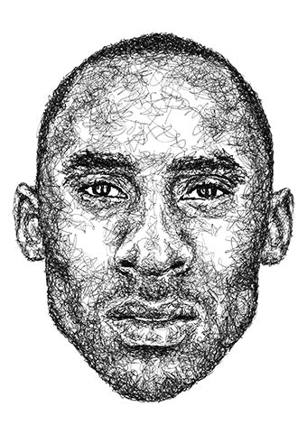 Kobe Bryant Portrait der Künstlerin Marilena Hamm alias Scribblezone im Scribble-Stil gezeichnet.