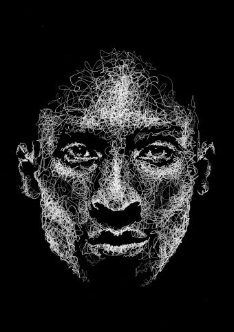 Portrait von Kobe Bryant im Scribble-Stil der Künstlerin Marilena Hamm alias Scribblezone