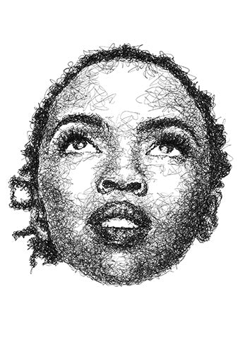 Lauryn Hill Portrait im Scribble-Stil der Künstlerin Marilena Hamm alias Scribblezone