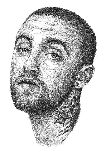 Mac Miller Portrait der Künstlerin Marilena Hamm alias Scribblezone im Scribble-Stil gezeichnet.