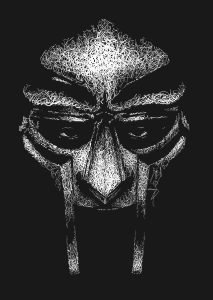 Portrait von MF Doom im Scribble-Stil der Künstlerin Marilena Hamm alias Scribblezone