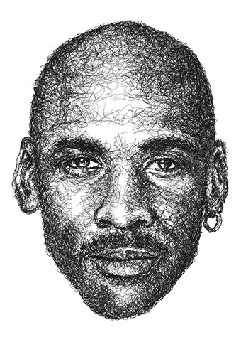 Michael Jordan Portrait der Künstlerin Marilena Hamm alias Scribblezone im Scribble-Stil gezeichnet.
