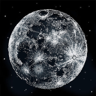 Mond Zeichnung im Scribble-Stil der Künstlerin Marilena Hamm alias Scribblezone