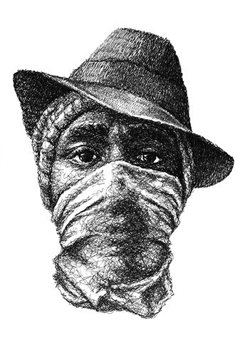 Mod Def Portrait im Scribble-Stil der Künstlerin Marilena Hamm alias Scribblezone