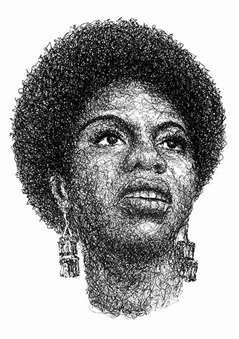 Nina Simone Portrait der Künstlerin Marilena Hamm alias Scribblezone im Scribble-Stil gezeichnet.