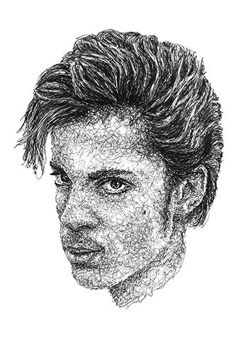 Prince Portrait der Künstlerin Marilena Hamm alias Scribblezone im Scribble-Stil gezeichnet.