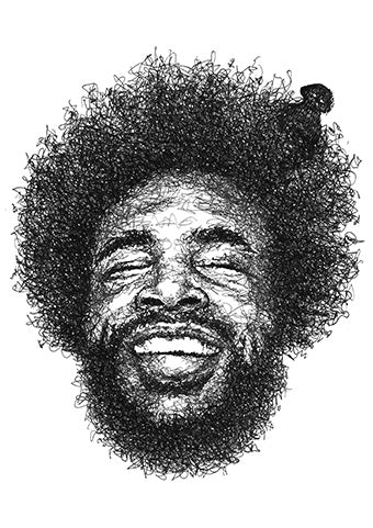 Questlove Portrait der Künstlerin Marilena Hamm alias Scribblezone im Scribble-Stil gezeichnet.