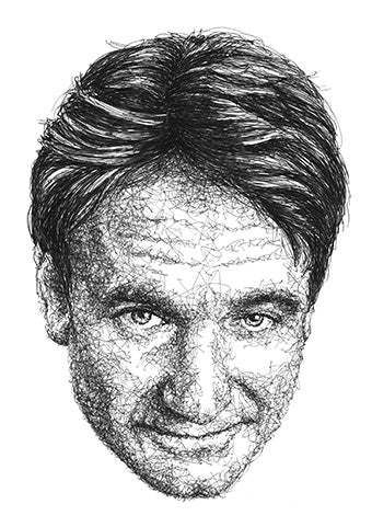 Robin Williams Portrait der Künstlerin Marilena Hamm alias Scribblezone im Scribble-Stil gezeichnet.