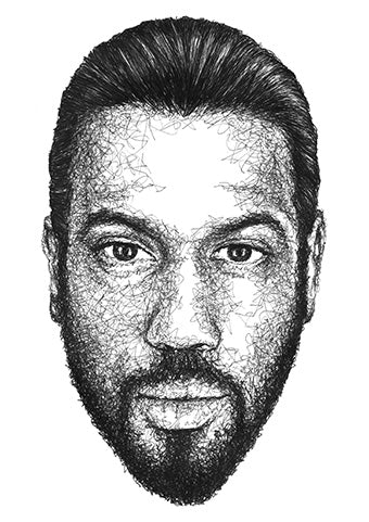 Samy Deluxe Portrait der Künstlerin Marilena Hamm alias Scribblezone im Scribble-Stil gezeichnet.