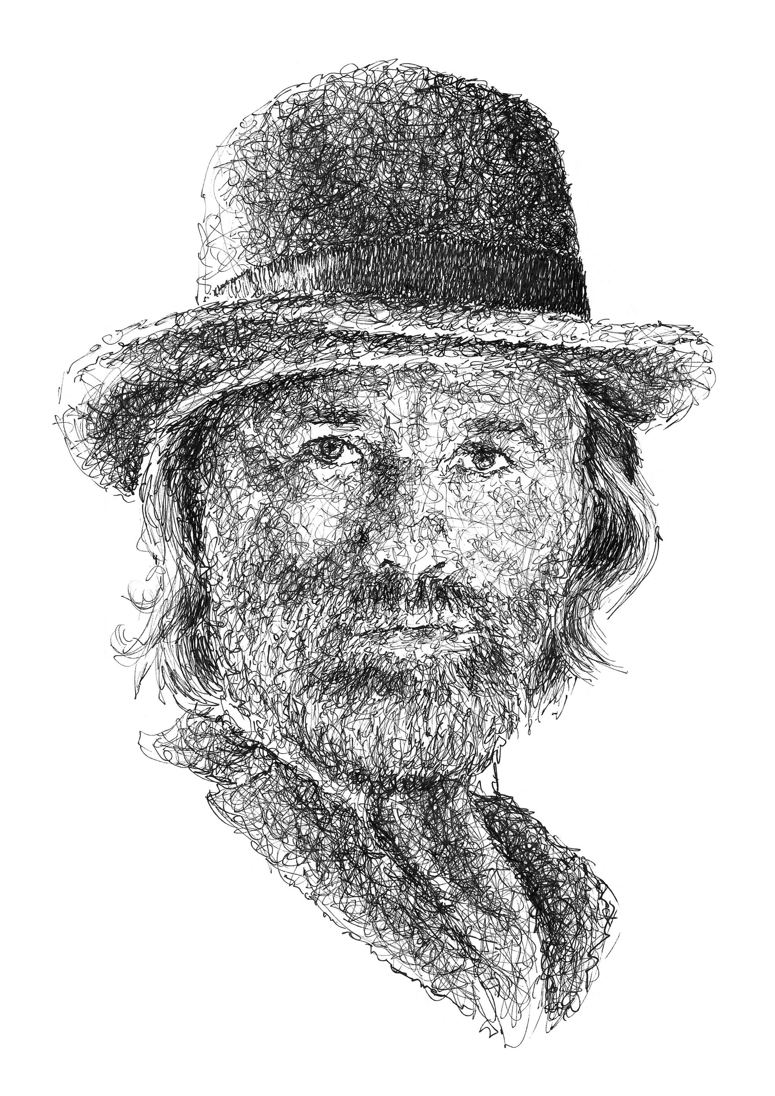 Christoph Waltz Portrait der Künstlerin Marilena Hamm alias Scribblezone im Scribble-Stil gezeichnet.