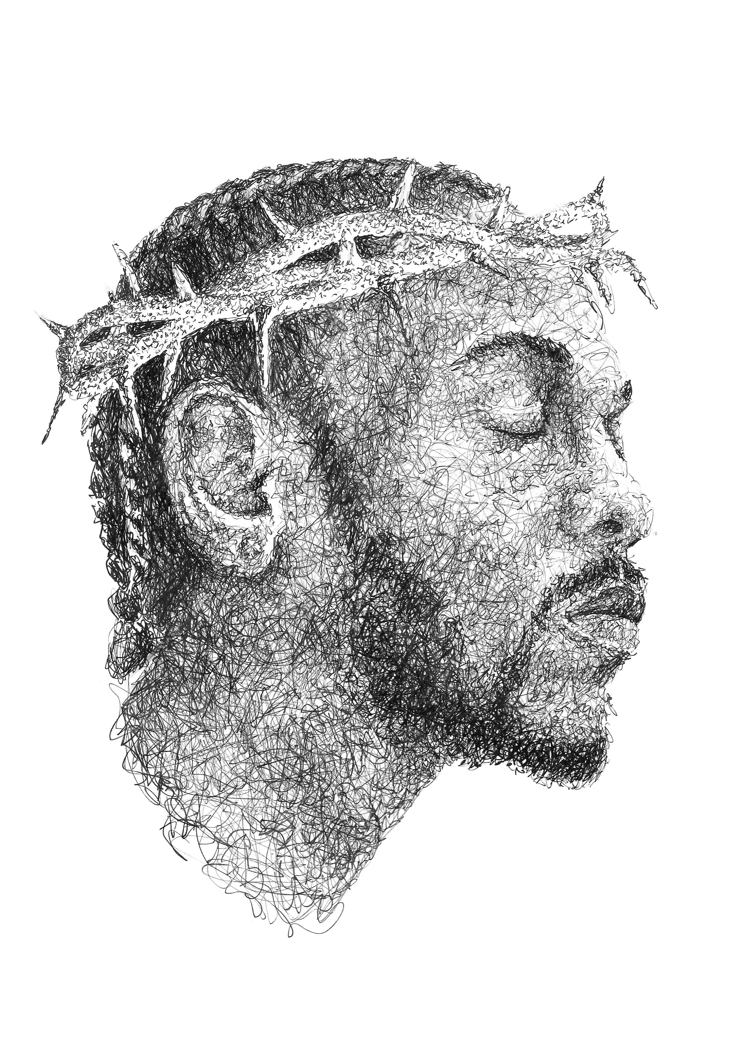 Kendrick Lamar mit Krone Portrait der Künstlerin Marilena Hamm alias Scribblezone im Scribble-Stil gezeichnet.