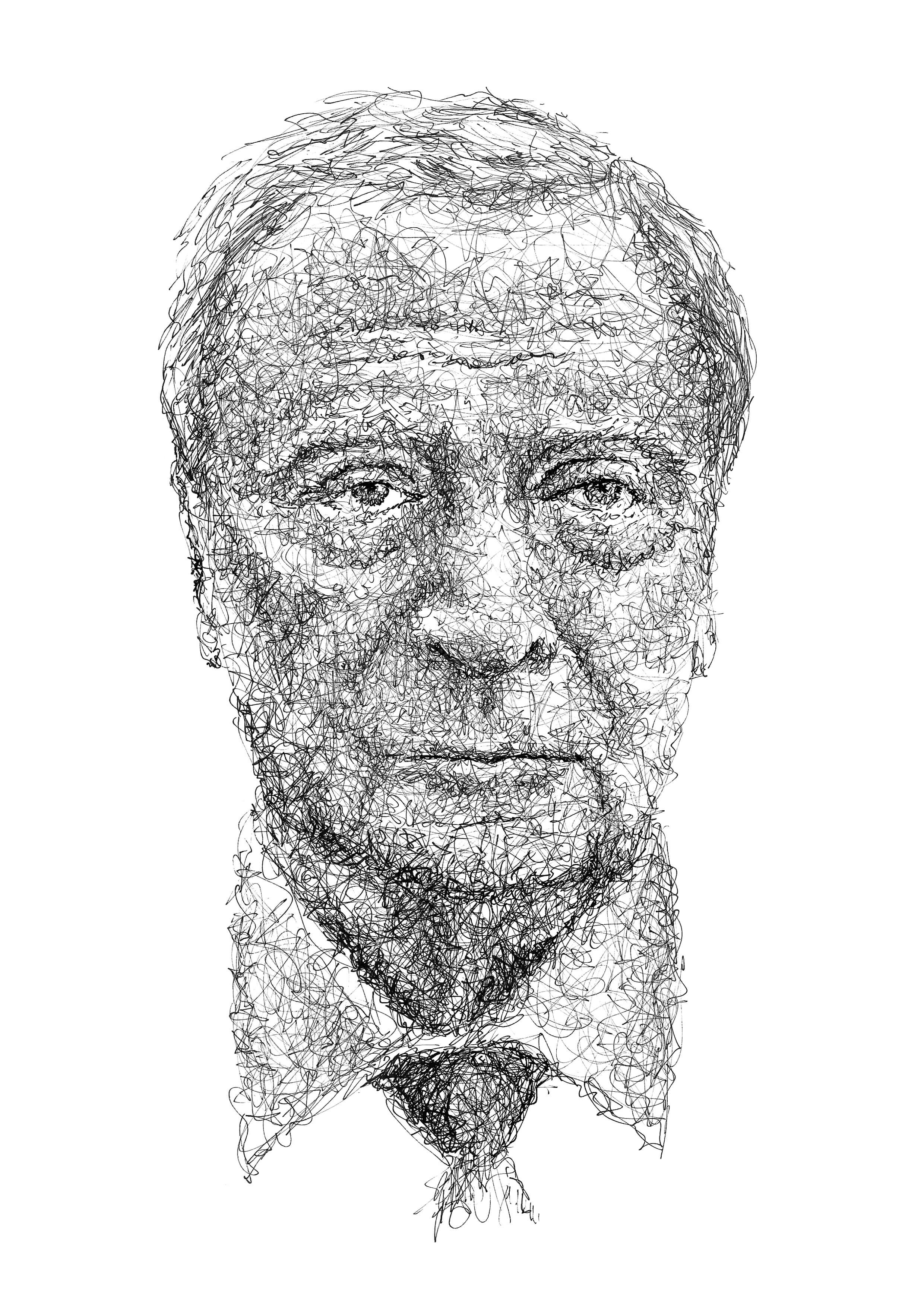 Michael Caine Portrait der Künstlerin Marilena Hamm alias Scribblezone im Scribble-Stil gezeichnet.