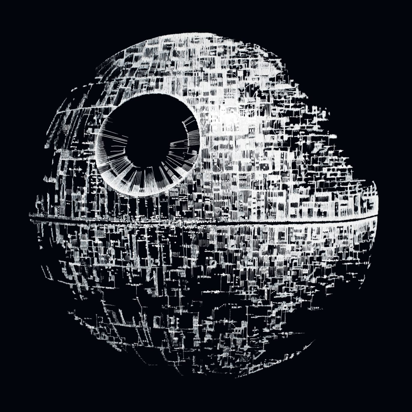 Todesstern 2 Zeichnung im Scribble-Stil der Künstlerin Marilena Hamm alias Scribblezone