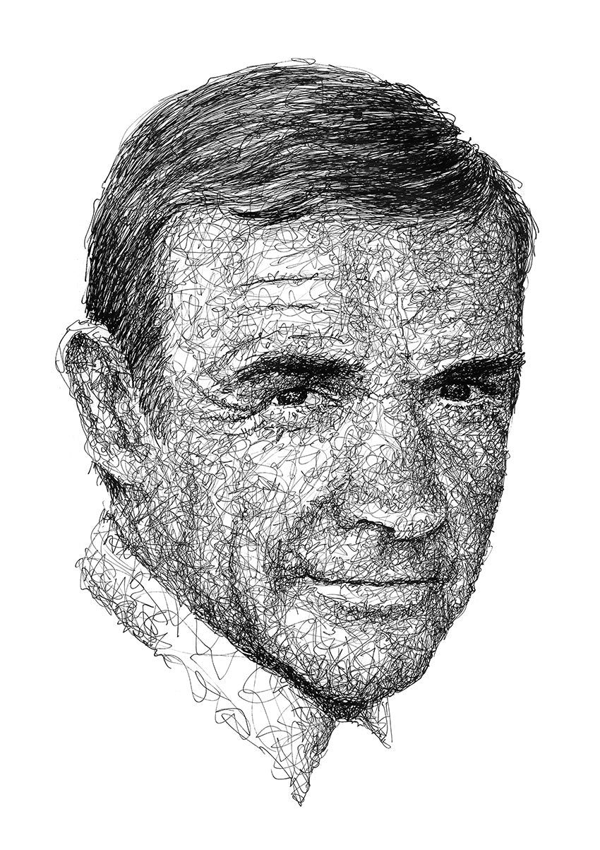 Sean Connery Portrait der Künstlerin Marilena Hamm alias Scribblezone im Scribble-Stil gezeichnet.
