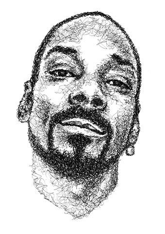 Snoop Dogg Portrait im Scribble-Stil der Künstlerin Marilena Hamm alias Scribblezone