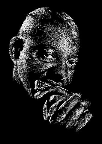 Sonny Boy Williamson Portrait im Scribble-Stil der Künstlerin Marilena Hamm alias Scribblezone