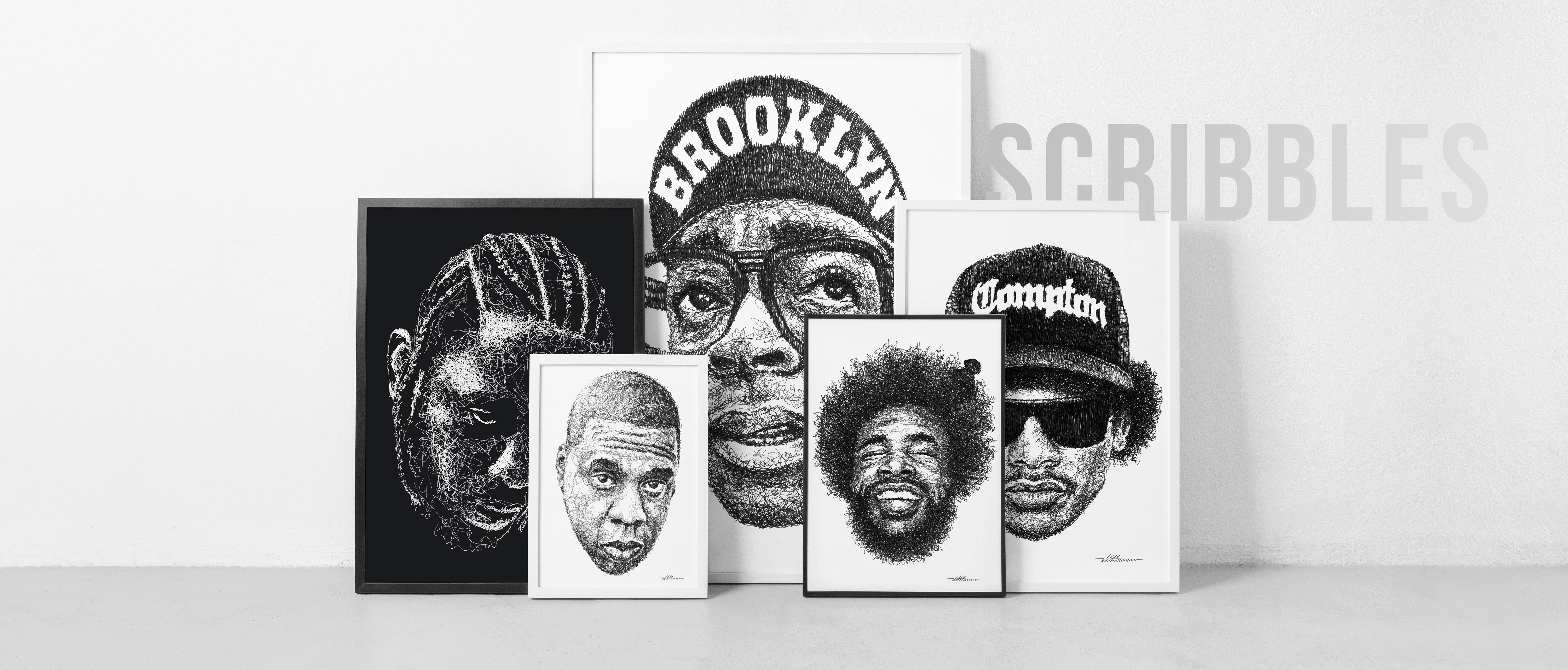 Kritzel-Portraits berühmter Persönlichkeiten von Marilena Hamm aka Scribblezone