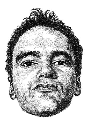 Quentin Tarantino Portrait der Künstlerin Marilena Hamm alias Scribblezone im Scribble-Stil gezeichnet.