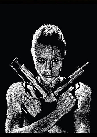 Tomb Rider Portrait im Scribble-Stil der Künstlerin Marilena Hamm alias Scribblezone
