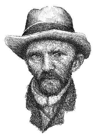 Vincent van Gogh Portrait der Künstlerin Marilena Hamm alias Scribblezone im Scribble-Stil gezeichnet.