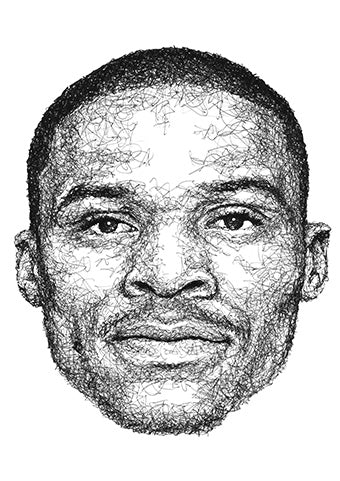 Russel Westbrook Portrait der Künstlerin Marilena Hamm alias Scribblezone im Scribble-Stil gezeichnet. 